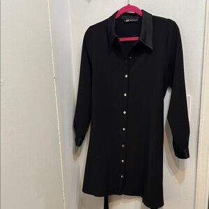 Zara Women's Black Button-Up Dress